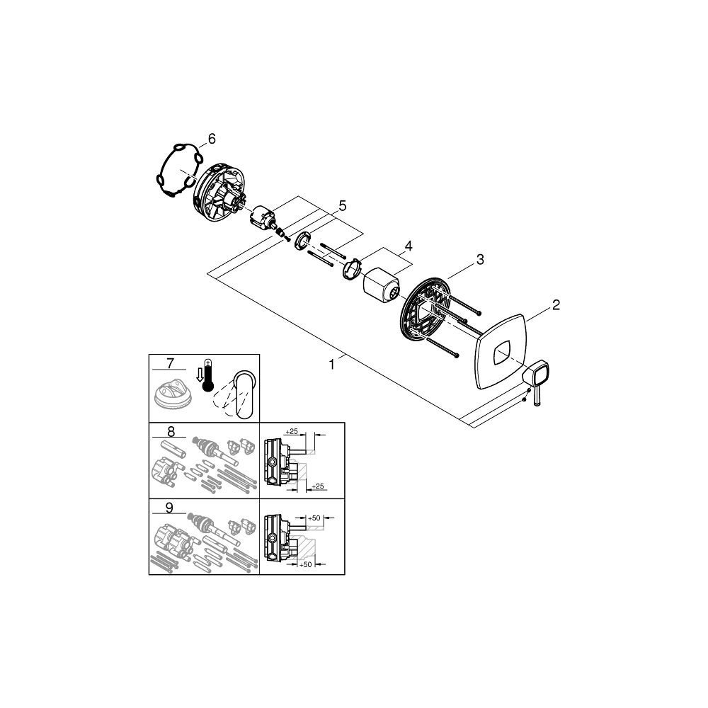 Grohe Grandera 1-Loch-Einhand-Brausebatterie Chrom, Fertigmontageset für Rapido SmartBo... GROHE-24259000 4005176758348 (Abb. 6)