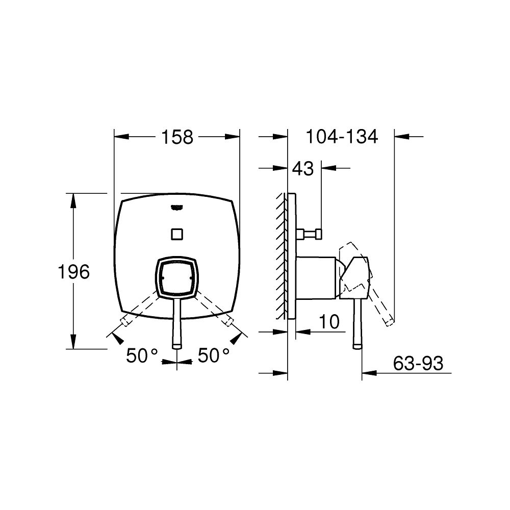 Grohe Grandera 1-Loch-Einhand-Wannenbatterie Chrom, Fertigmontageset für Rapido SmartBo... GROHE-24260000 4005176758362 (Abb. 7)
