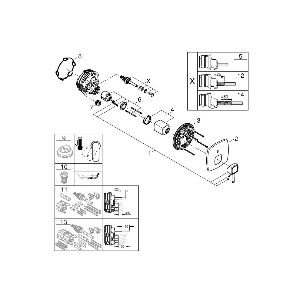 Grohe Grandera 1-Loch-Einhand-Wannenbatterie Chrom, Fertigmontageset für Rapido SmartBo... GROHE-24260000 4005176758362 (Abb. 6)