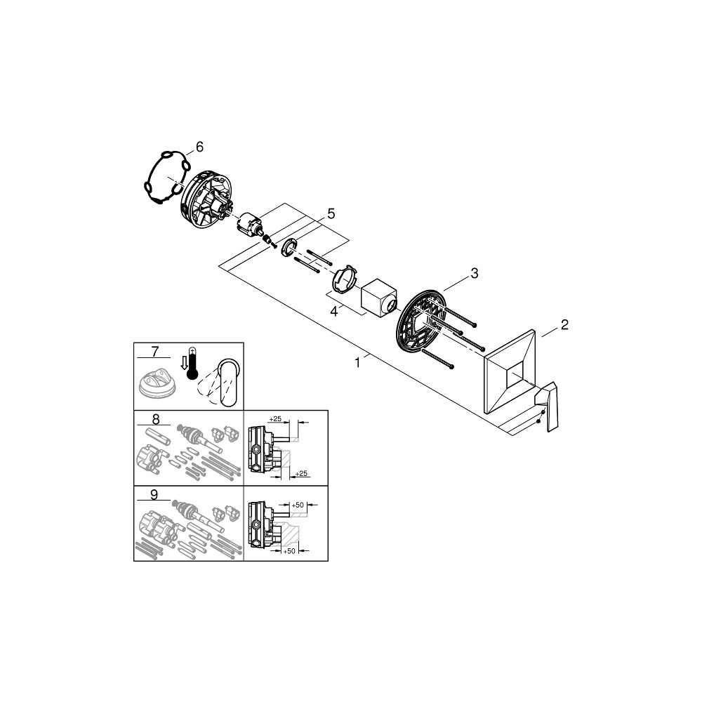 Grohe Allure Brilliant Einhand-Brausebatterie Supersteel, Fertigmontageset für Rapido S... GROHE-24277DC0 4005176759932 (Abb. 5)