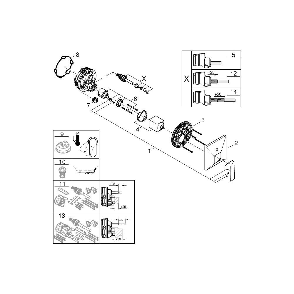 Grohe Allure Brilliant Einhand-Wannenbatterie Supersteel, Wandmontage, Fertigmontageset... GROHE-24279DC0 4005176759963 (Abb. 6)