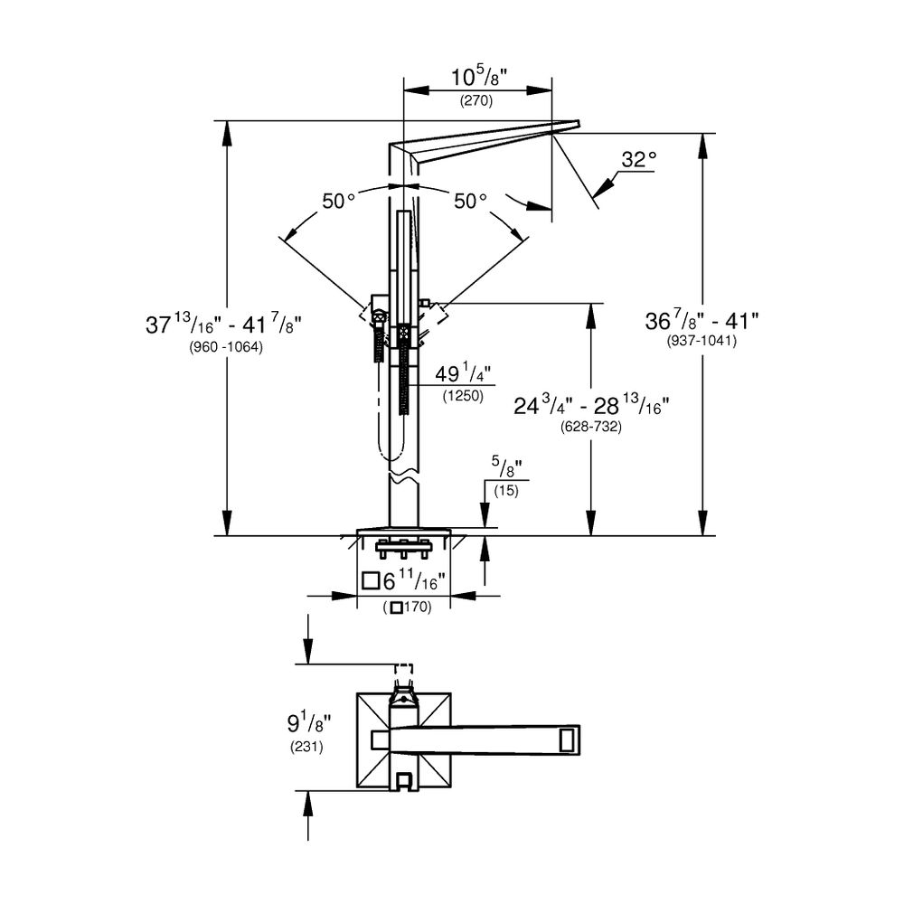 Grohe Allure Brilliant Einhand-Wannenbatterie Chrom, Bodenmontage, Fertigmontageset für... GROHE-24348000 4005176759871 (Abb. 4)