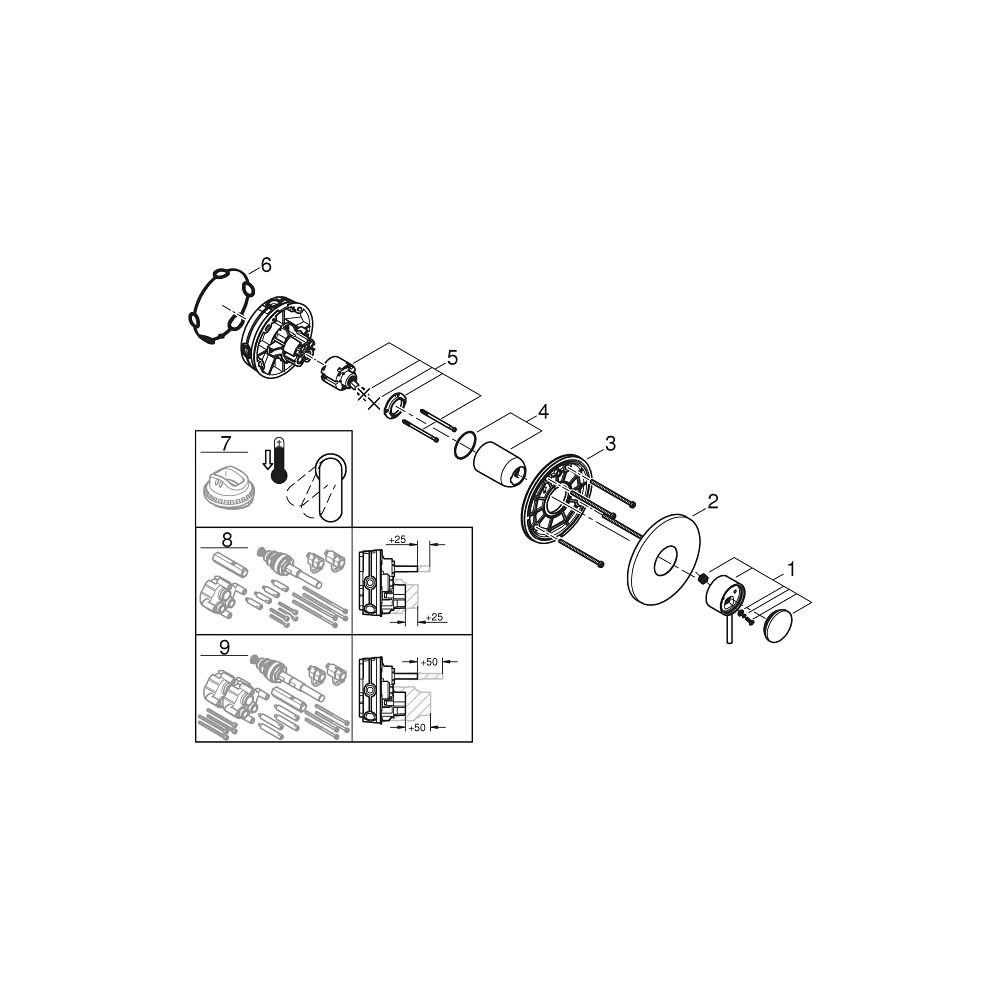 Grohe Atrio Einhand-Bidetbatterie, Chrom, Fertigmontageset für Rapido SmartBox... GROHE-24354000 4005176762062 (Abb. 6)