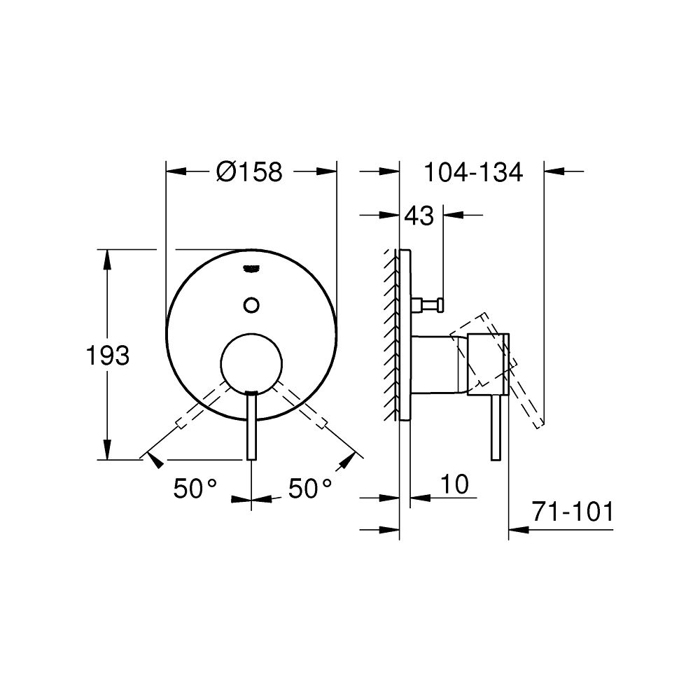 Grohe Atrio Einhand-Wannenbatterie Hard Graphite gebürstet, Fertigmontageset für Rapido... GROHE-24355AL0 4005176761614 (Abb. 7)