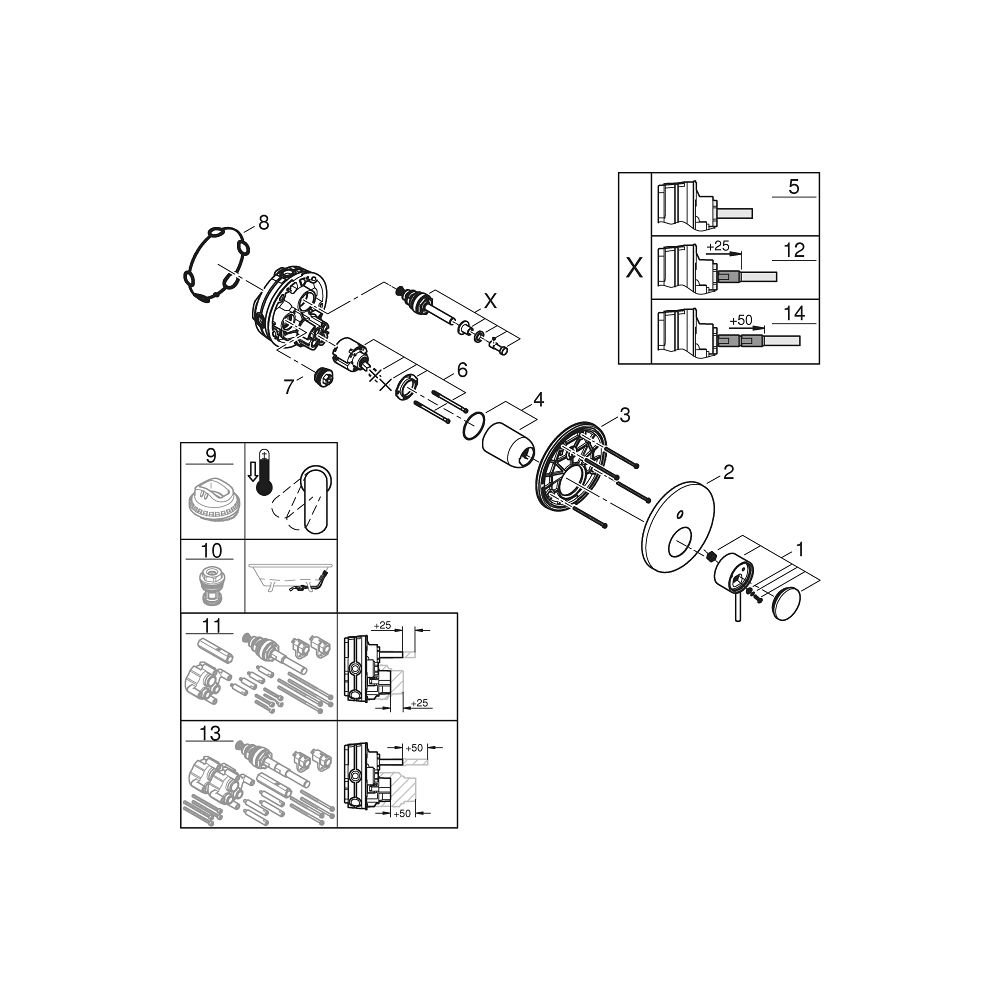 Grohe Atrio Einhand-Wannenbatterie Hard Graphite gebürstet, Fertigmontageset für Rapido... GROHE-24355AL0 4005176761614 (Abb. 6)