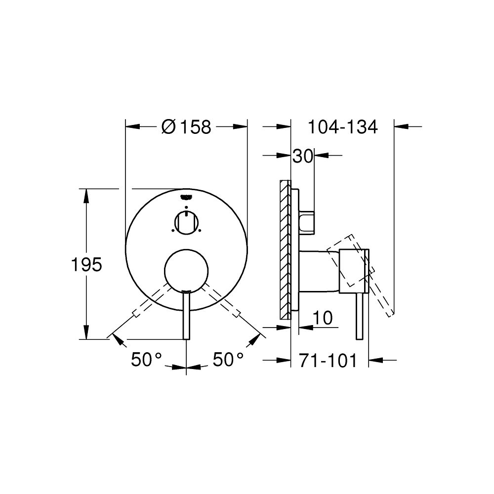 Grohe Atrio Einhandbatterie Warm Sunset, Fertigmontageset für 3-Wege-Umstellung, für Ra... GROHE-24356DC0 4005176761164 (Abb. 7)