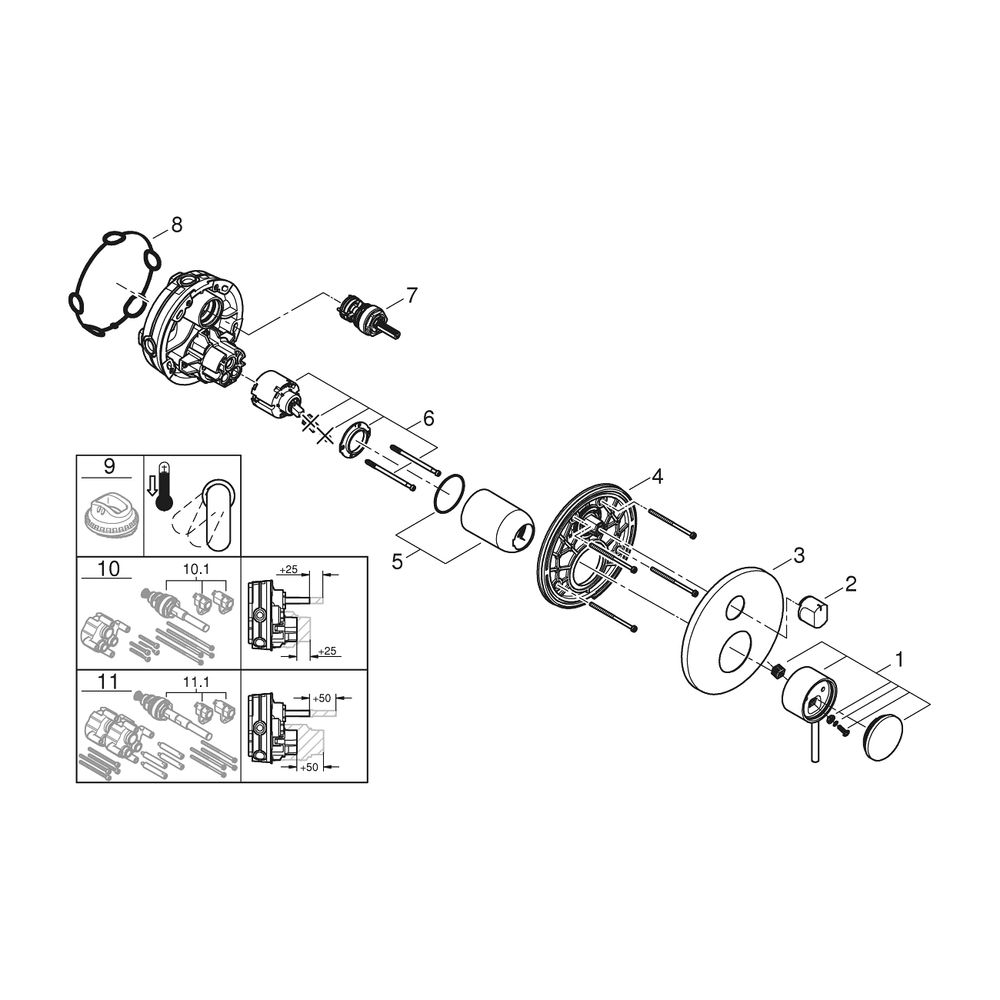 Grohe Atrio Einhandbatterie Warm Sunset, Fertigmontageset für 3-Wege-Umstellung, für Ra... GROHE-24356DC0 4005176761164 (Abb. 6)