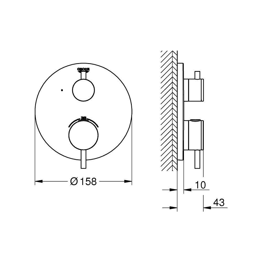 Grohe Atrio Thermostat-Brausebatterie Cool Sunrise, Fertigmontageset für Rapido SmartBo... GROHE-24357GL0 4005176761218 (Abb. 7)