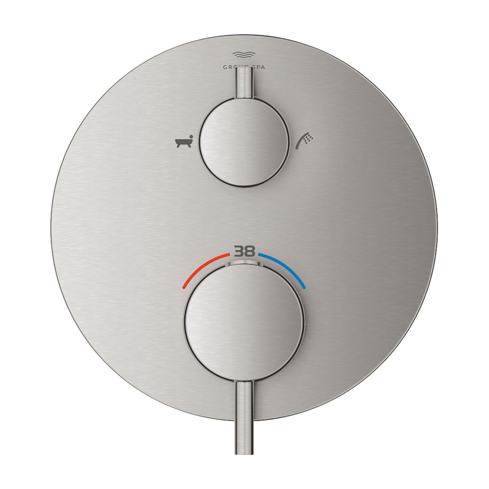 Grohe Atrio Thermostat-Wannenbatterie Supersteel, mit integrierter 2-Wege-Umstellung, F... GROHE-24359DC0 4005176761409 (Abb. 2)