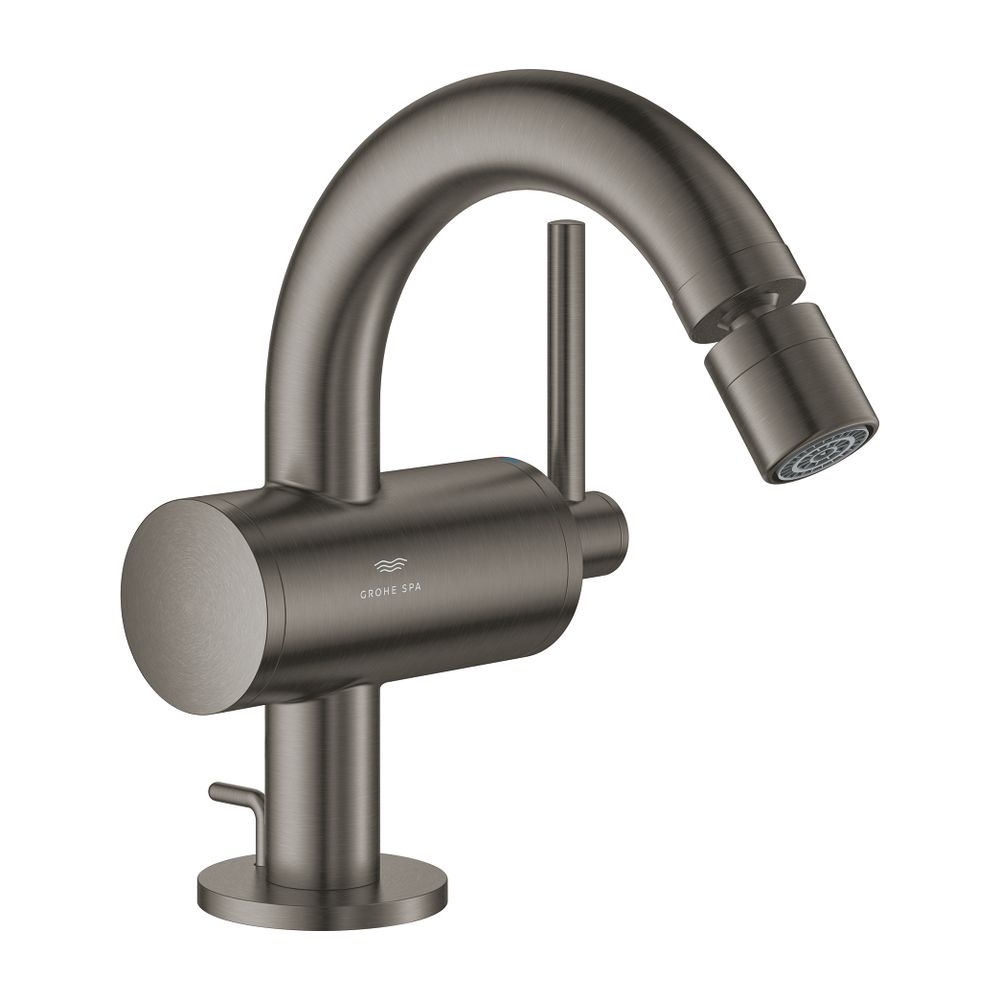 Grohe Atrio 1-Loch-Einhand-Bidetbatterie, Hard Graphite gebürstet, Zugstangen-Ablaufgar... GROHE-24364AL0 4005176760938 (Abb. 1)