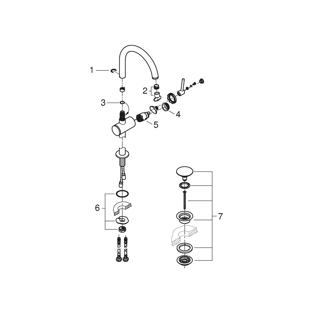 Grohe Atrio 1-Loch-Einhand-Waschtischbatterie, XL-Size, schwenkbarer Bogenauslauf, 1 1/... GROHE-24365AL0 4005176760983 (Abb. 6)