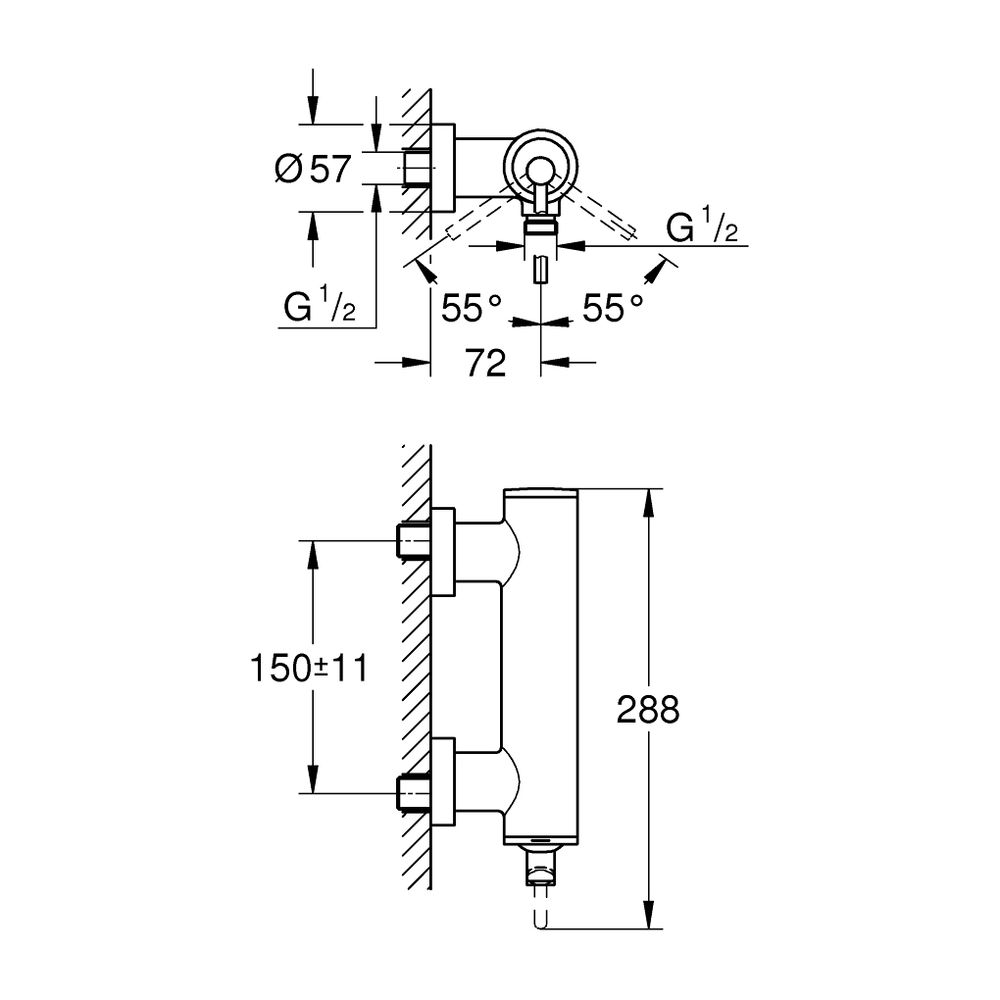 Grohe Atrio Einhand-Brausebatterie Chrom, Wandmontage... GROHE-24366000 4005176762239 (Abb. 5)