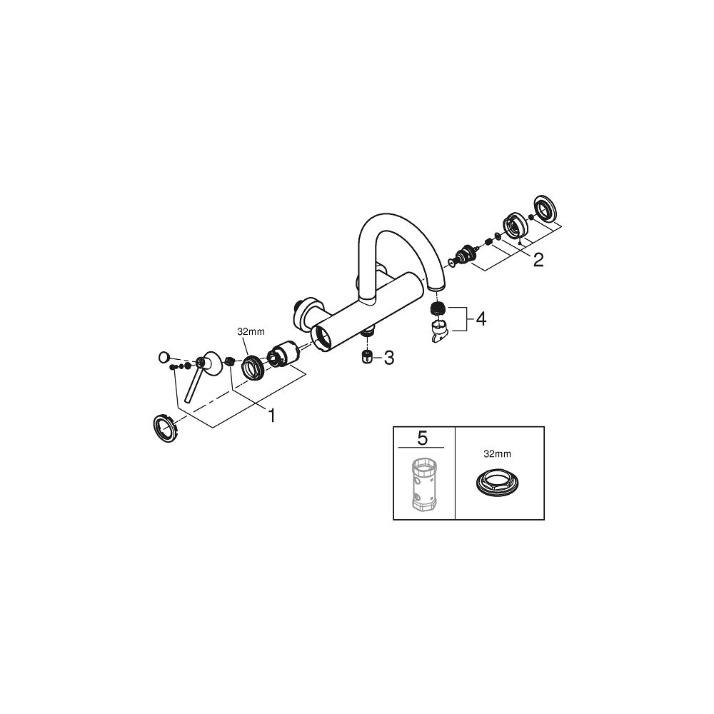 Grohe Atrio Einhand-Wannenbatterie Hard Graphite gebürstet, Wandmontage... GROHE-24367AL0 4005176761065 (Abb. 5)