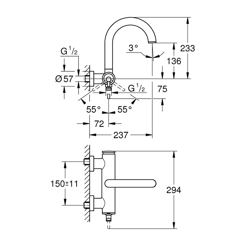Grohe Atrio Einhand-Wannenbatterie Warm Sunset, Wandmontage... GROHE-24367DA0 4005176761072 (Abb. 6)