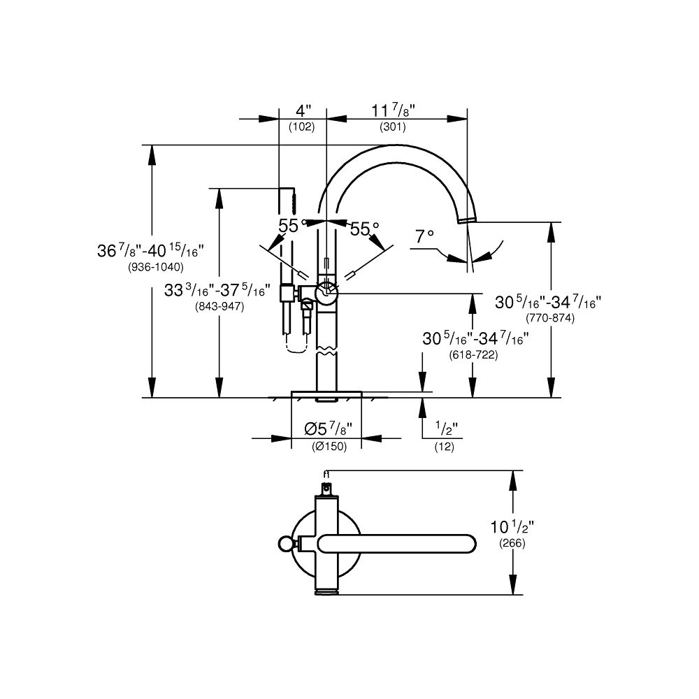 Grohe Atrio Einhand-Wannenbatterie Chrom, Fertigmontageset, Bodenmontage, mit Brauseset... GROHE-24368000 4005176761102 (Abb. 2)