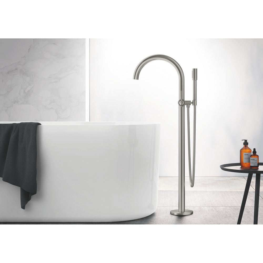 Grohe Atrio Einhand-Wannenbatterie Supersteel, Fertigmontageset, Bodenmontage, mit Brau... GROHE-24368DC0 4005176761133 (Abb. 2)