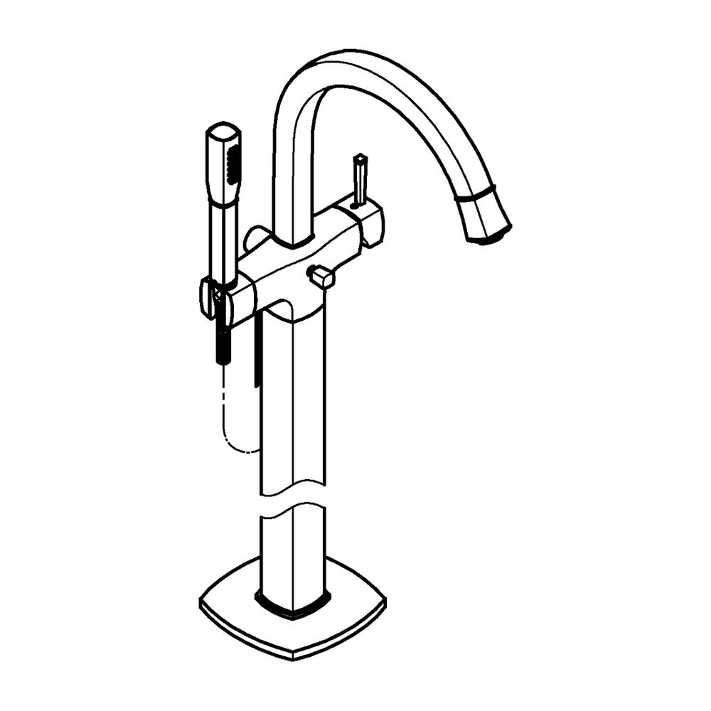 Grohe Grandera Einhand-Wannenbatterie, Chrom, Bodenmontage, Fertigmontageset für 45984,... GROHE-24375000 4005176758300 (Abb. 3)