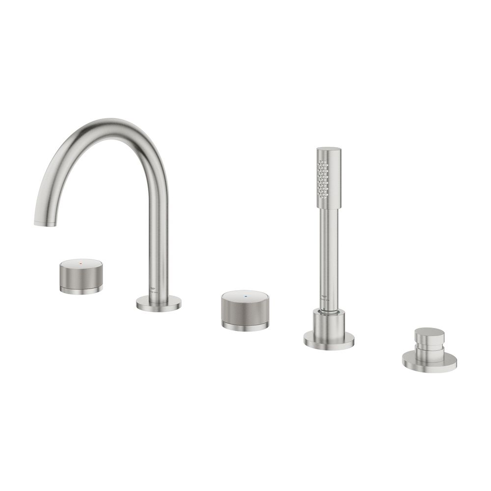 Grohe Atrio PC 5-Loch-Wannenkombination Supersteel Knopfbetätigung mit Einlagen... GROHE-25226DC0 4005176508455 (Abb. 2)