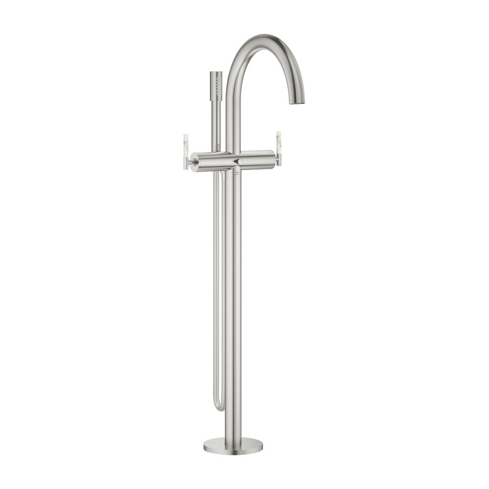 Grohe Atrio PC Wannenbatterie Supersteel für Hebelgriffe, Bodenmontage, Fertigmontagese... GROHE-25227DC0 4005176508257 (Abb. 1)