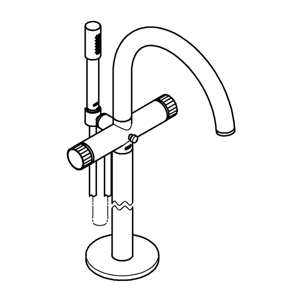 Grohe Atrio PC Wannenbatterie Hard Graphite gebürstet für Knopfbetätigung, Bodenmontage... GROHE-25229AL0 4005176507939 (Abb. 5)