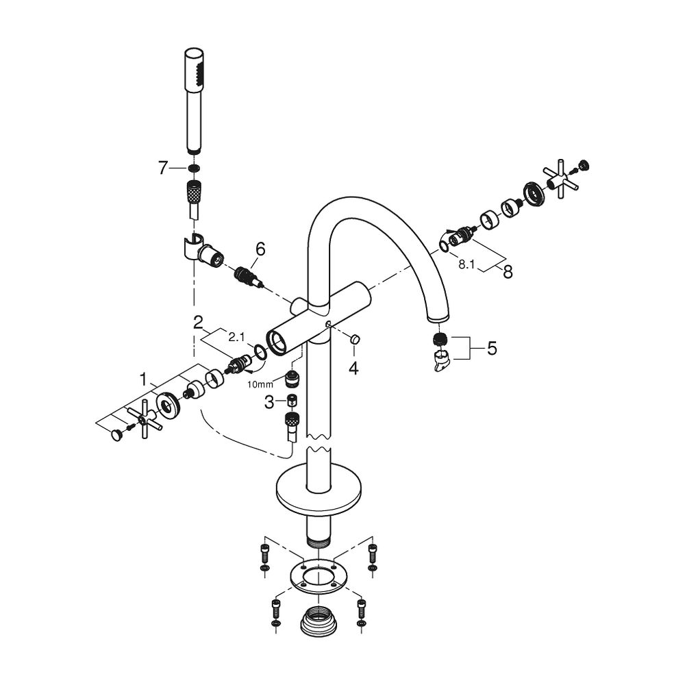 Grohe Atrio Wannenbatterie, Warm Sunset, Bodenmontage, Fertigmontageset, mit Kreuzgriff... GROHE-25272DA0 4005176761492 (Abb. 3)