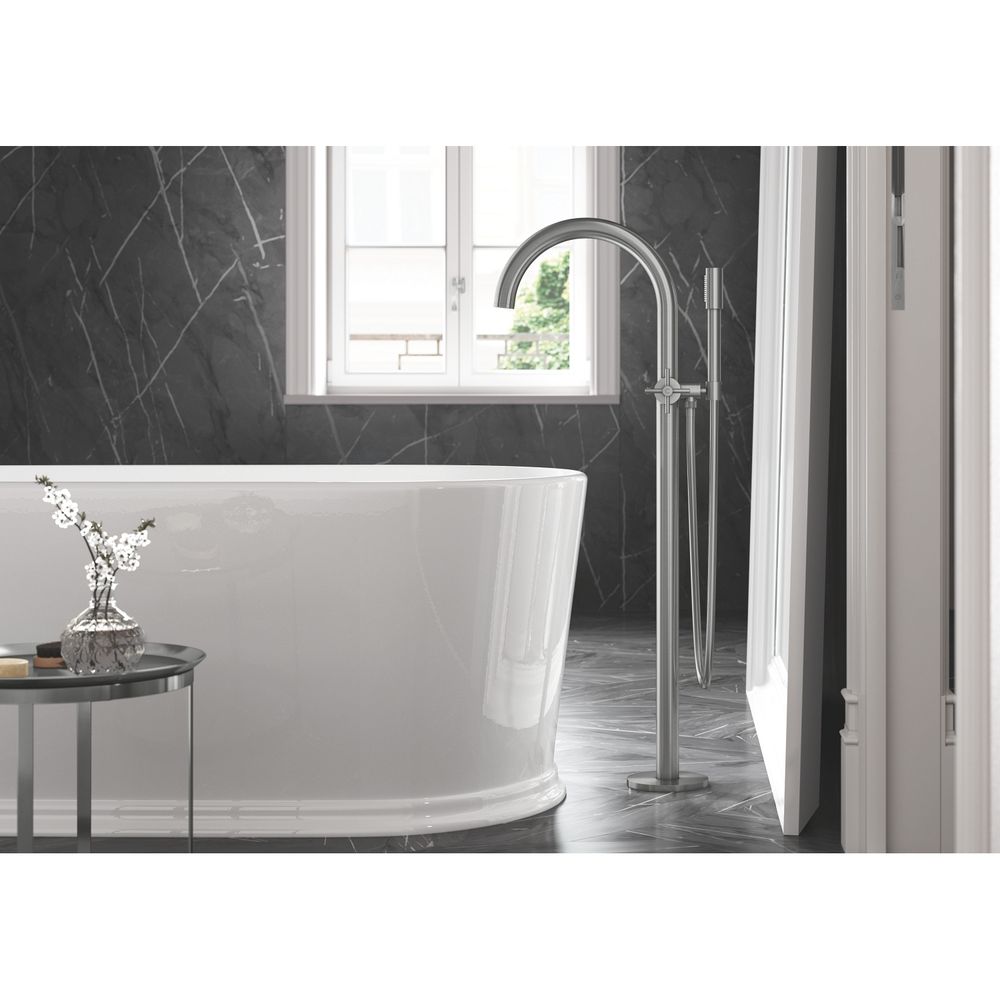 Grohe Atrio Wannenbatterie, Supersteel, Bodenmontage, Fertigmontageset, mit Kreuzgriffe... GROHE-25272DC0 4005176761508 (Abb. 3)