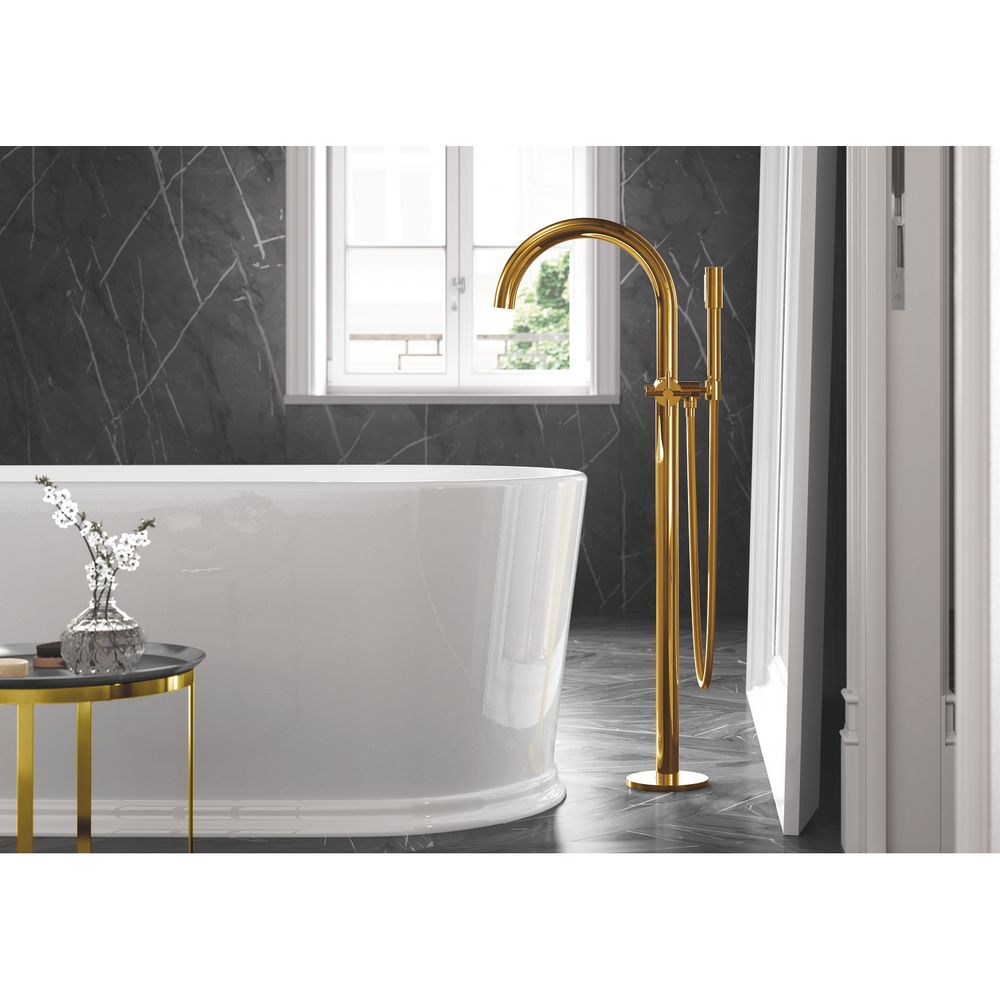Grohe Atrio Wannenbatterie, Cool Sunrise, Bodenmontage, Fertigmontageset, mit Kreuzgrif... GROHE-25272GL0 4005176761522 (Abb. 2)