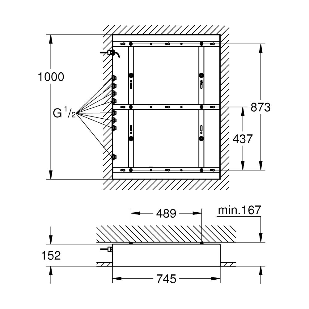 Grohe Rainshower Aqua Rohbauset 40", für den Einbau der Rainshower F-Series 40" AquaSym... GROHE-26865000 4005176758898 (Abb. 7)