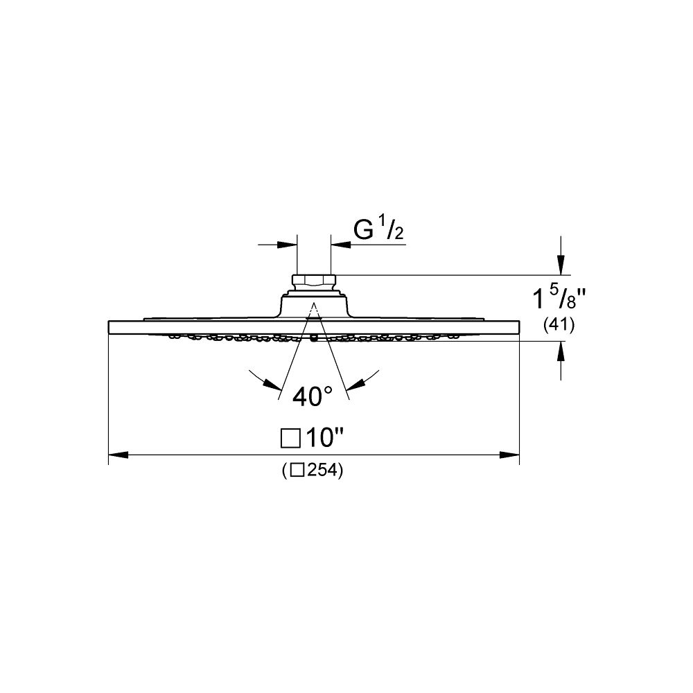 Grohe Rainshower Aqua Kopfbrause 10", 1 Strahlart, Metall, 254x254mm, 9,5l/min Durchflu... GROHE-26872000 4005176759161 (Abb. 5)