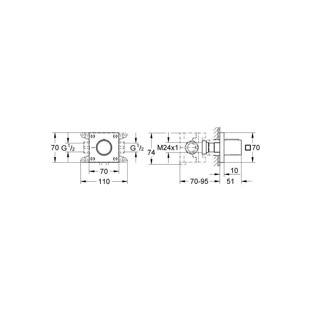 Grohe Rapid Unterputzventil Grohtherm F 1-fach Fertigmontageset für o C, Chrom... GROHE-26879000 4005176759253 (Abb. 4)