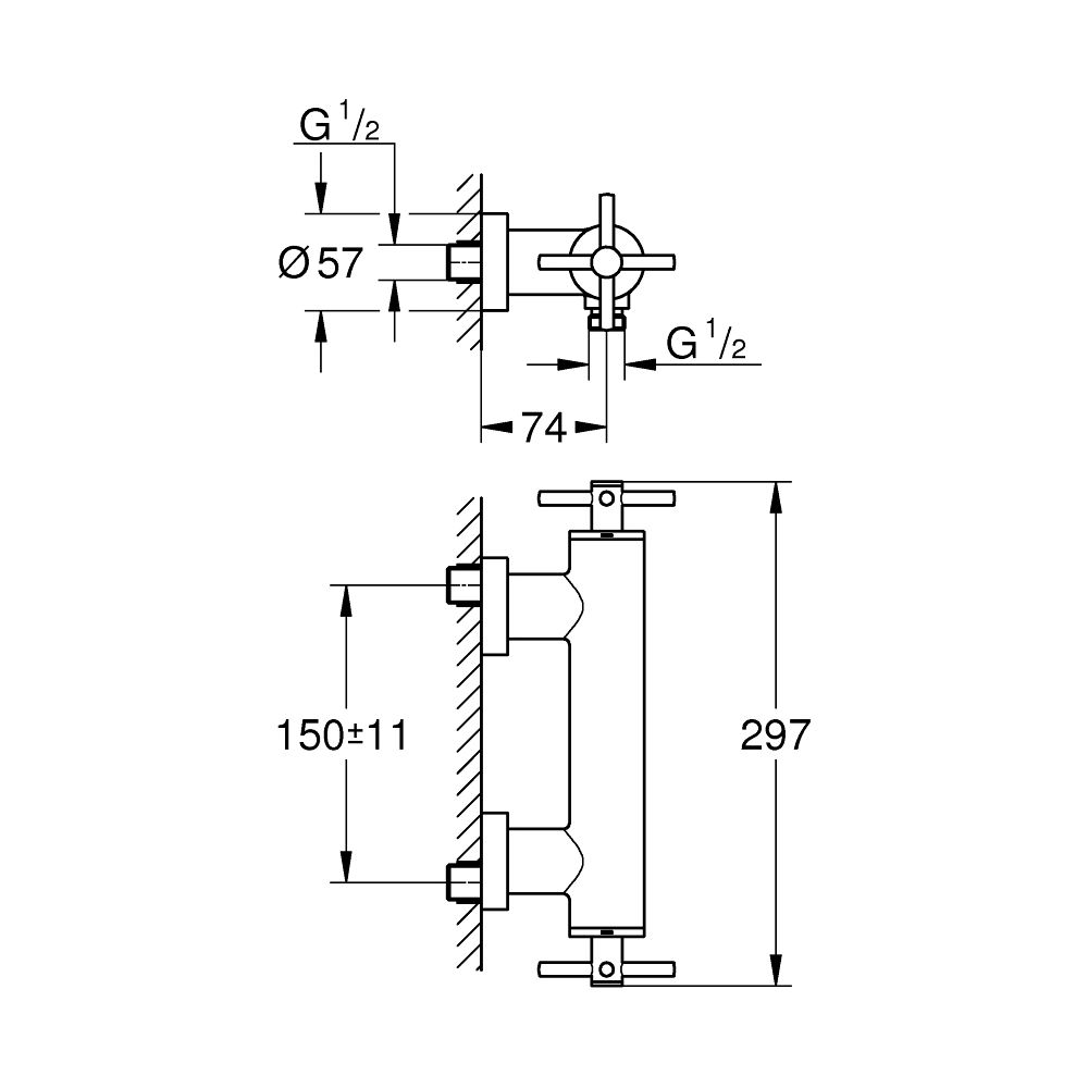 Grohe Atrio Brausebatterie, Warm Sunset, Wandmontage, mit Kreuzgriffen... GROHE-26895DA0 4005176760785 (Abb. 4)