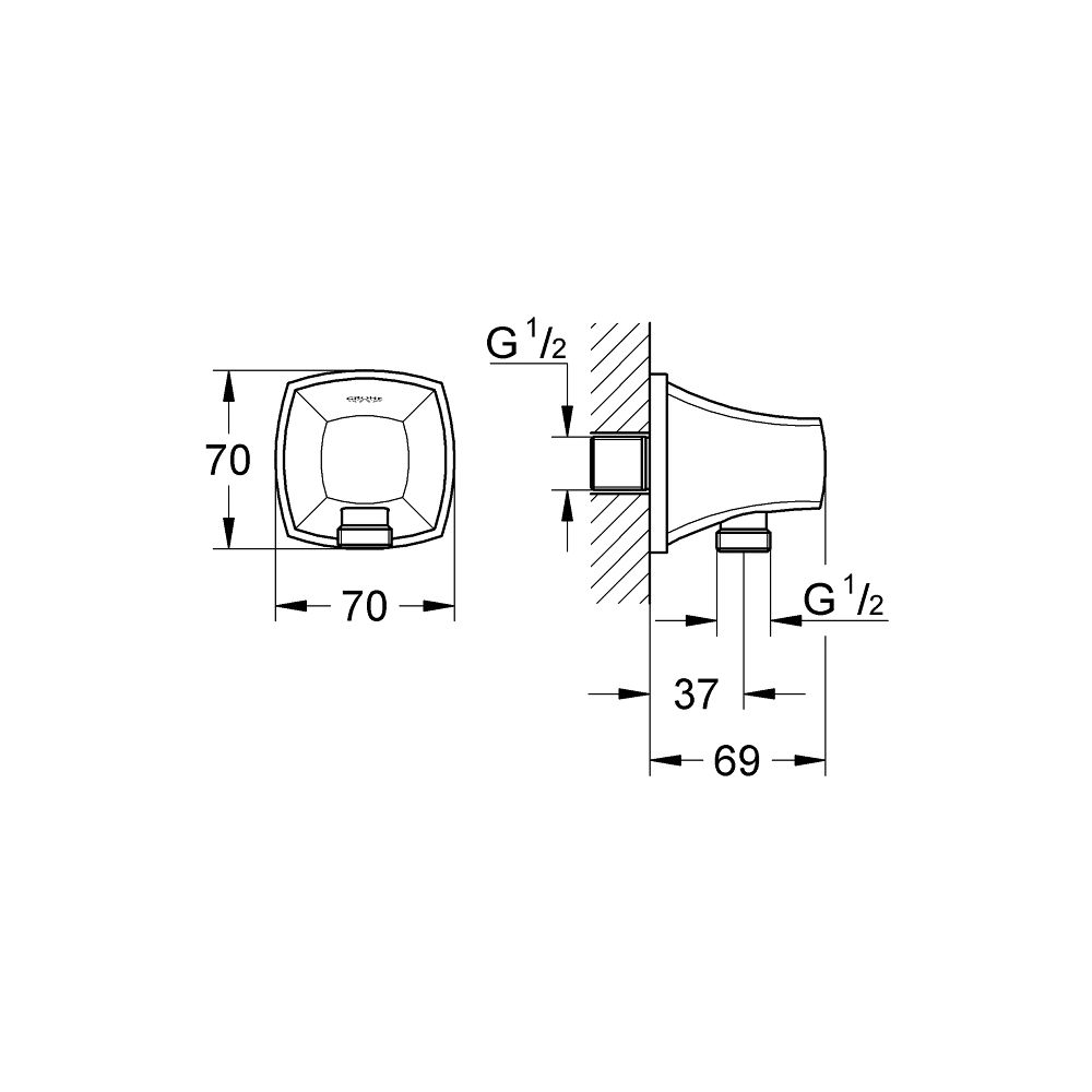 Grohe Grandera Wandanschlussbogen Außengewinde, Chrom/Gold... GROHE-26897IG0 4005176758461 (Abb. 6)