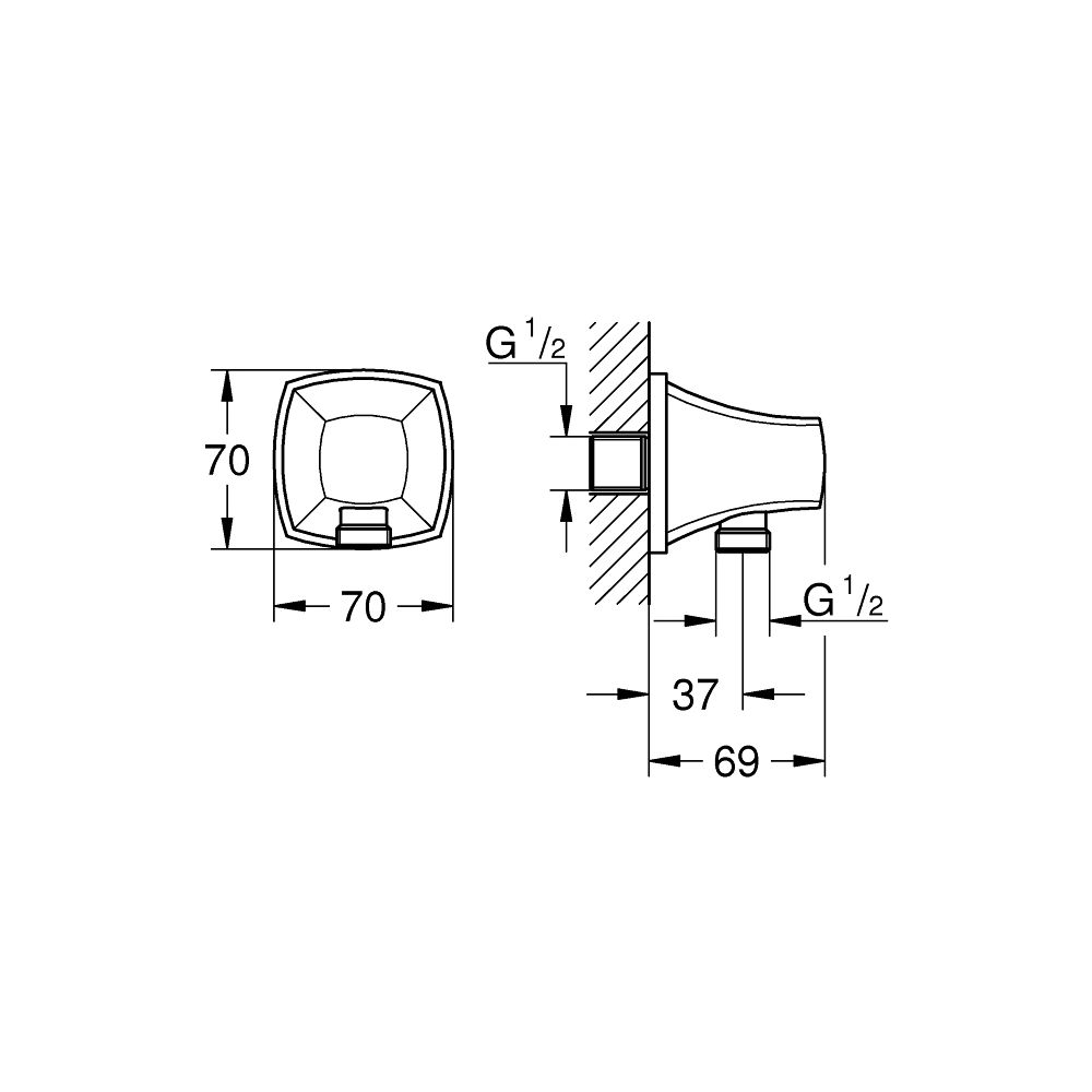 Grohe Grandera Wandanschlussbogen Außengewinde, Chrom/Gold... GROHE-26897IG0 4005176758461 (Abb. 3)