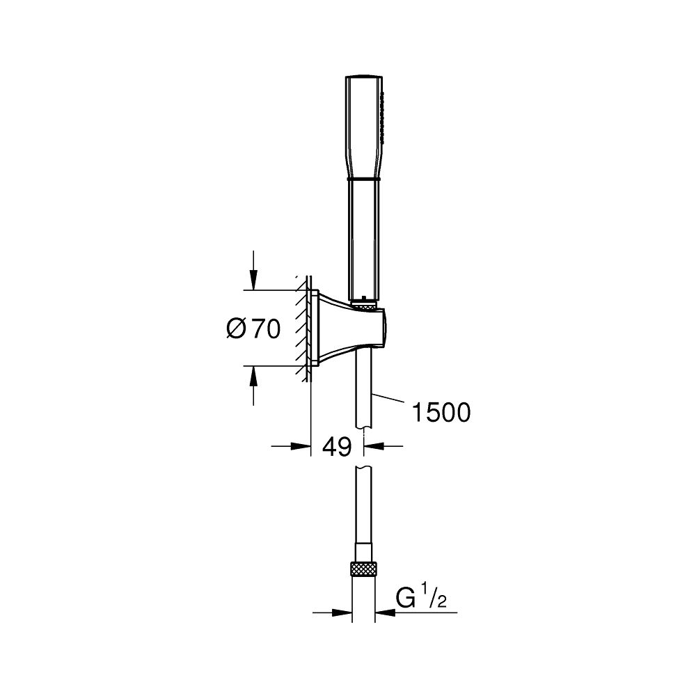Grohe Grandera Wandhalterset Stick 1 Strahlart 7,6l/min Chrom/Gold, Durchflusskonstanth... GROHE-26901IG0 4005176757501 (Abb. 2)