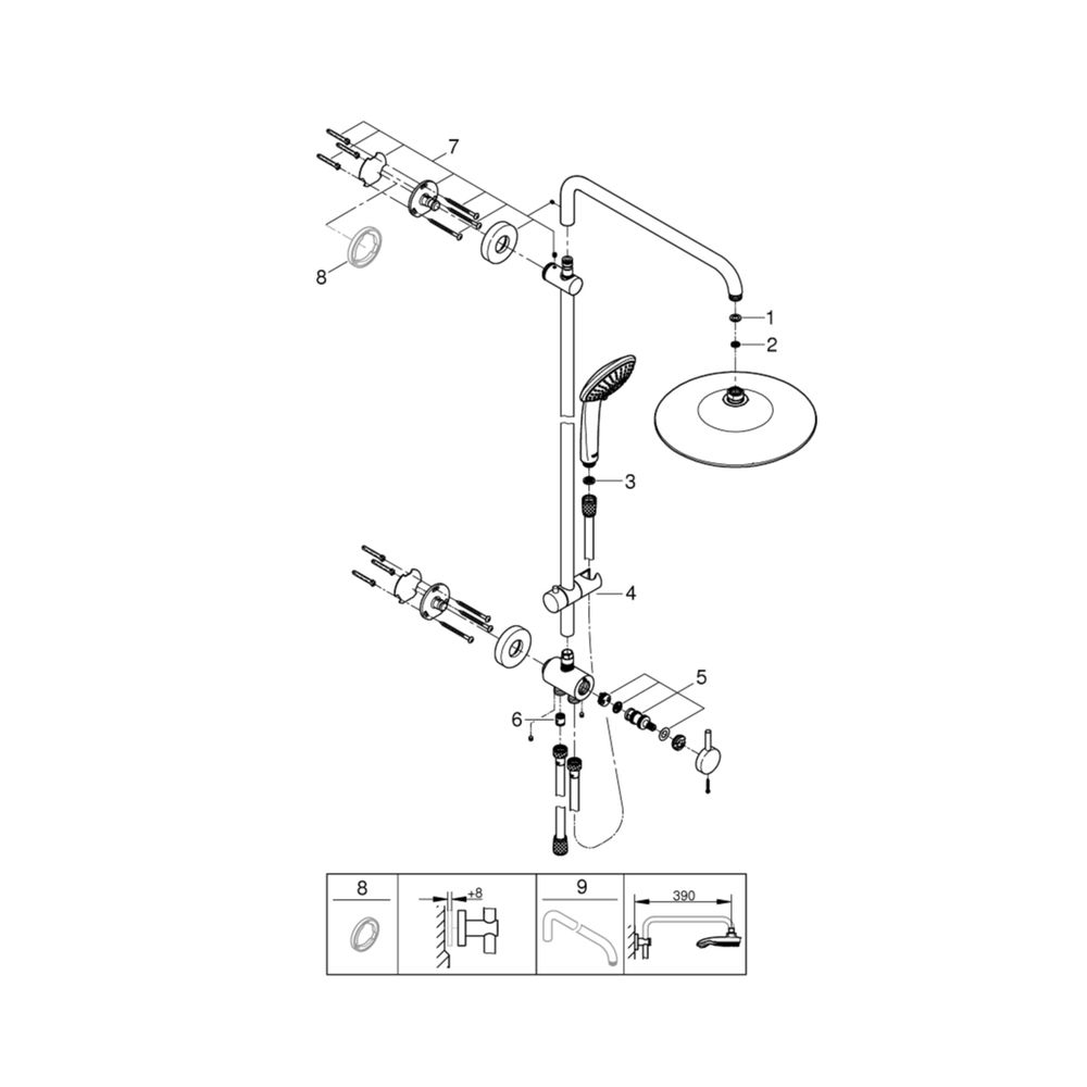 Grohe Vitalio Joy System 260 Duschsystem mit Umstellung für die Wandmontage, QuickFix, ... GROHE-27357002 4005176417993 (Abb. 4)