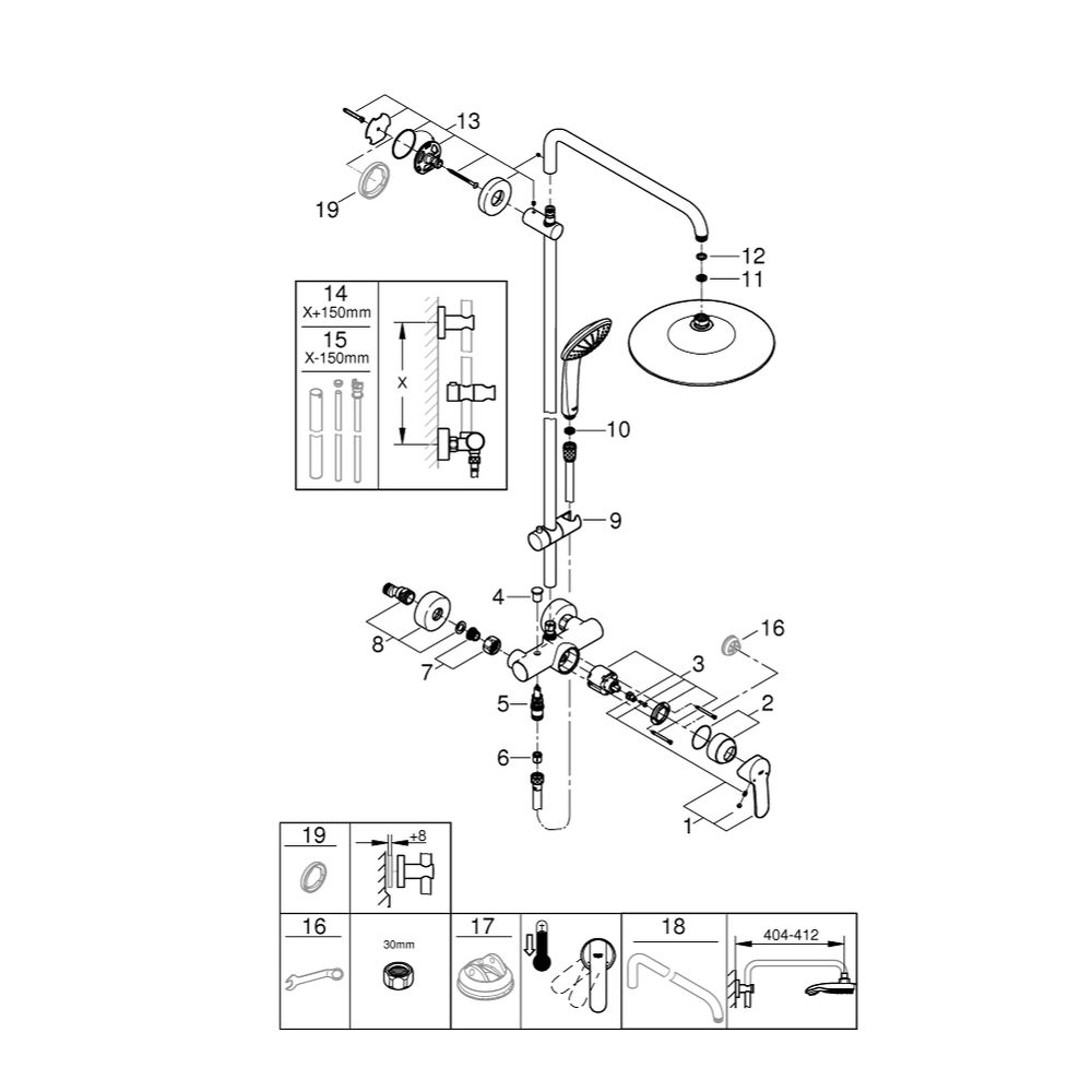Grohe Vitalio Joy System 260 Duschsystem mit Einhandmischer Wandmontage, 3 Strahlarten,... GROHE-27684001 4005176417986 (Abb. 4)