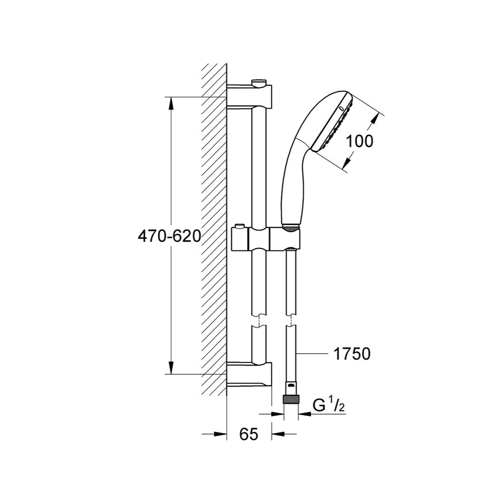 Grohe Vitalio Start 100 Brausestangenset, 2 Strahlarten, QuickFix, Chrom, 27948000... GROHE-27948000 4005176927874 (Abb. 4)