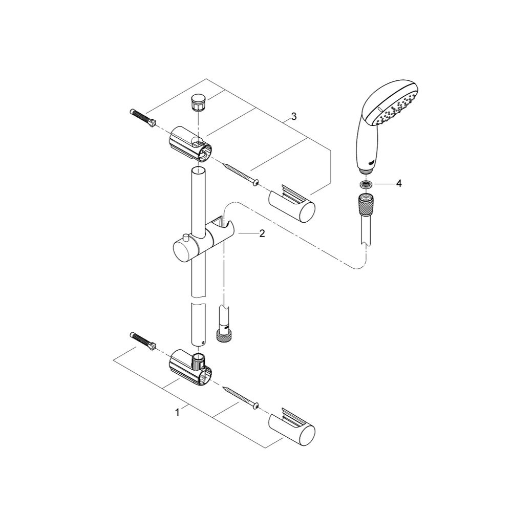 Grohe Vitalio Start 100 Brausestangenset, 2 Strahlarten, QuickFix, Chrom, 27948000... GROHE-27948000 4005176927874 (Abb. 3)