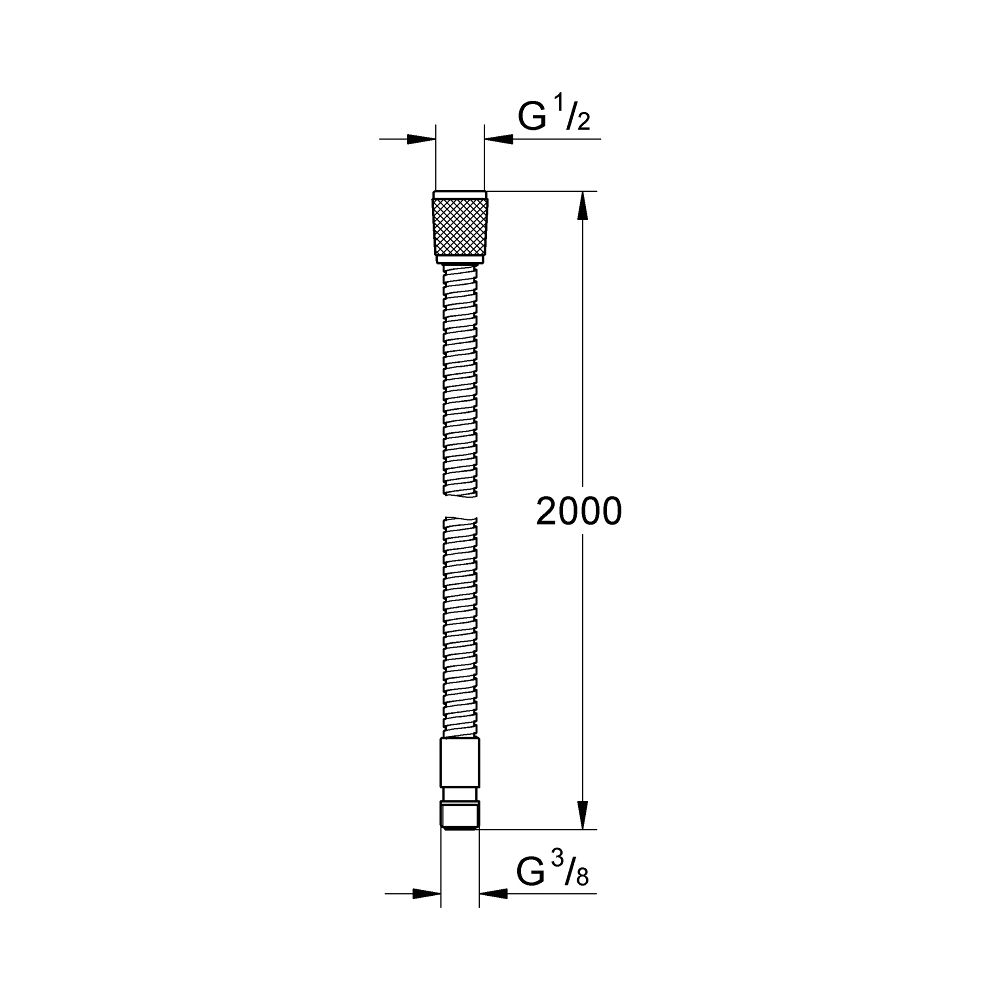 Grohe Metallbrauseschlauch 2000 für Wannenrand/Fliesenbank-Brausegarnitur, Chrom... GROHE-28158001 4005176775543 (Abb. 2)