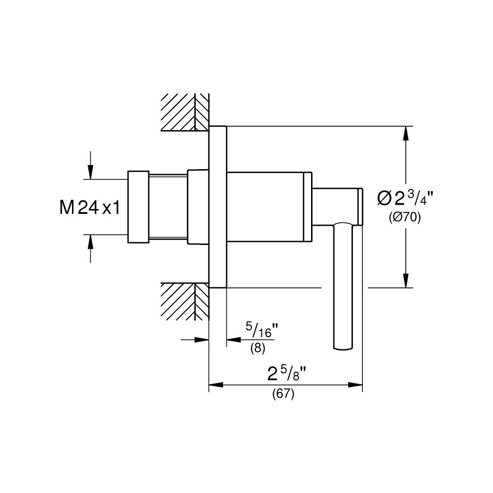 Grohe Atrio Unterputz-Ventil-Oberbau Chrom, mit Hebelgriff für UP-Ventile 35028 oder 29... GROHE-29397000 4005176754111 (Abb. 3)