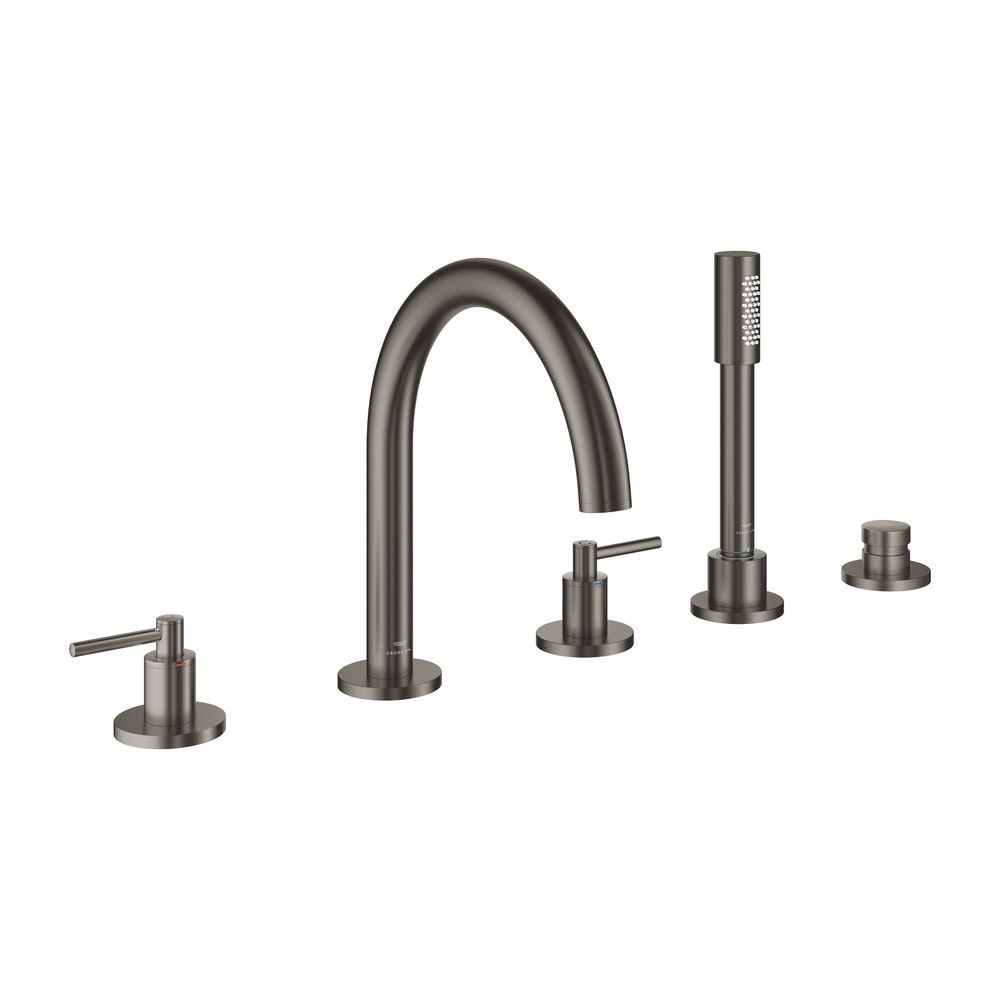 Grohe Atrio 5-Loch-Wannenkombination Hard Graphite gebürstet, Fertigmontageset, mit Heb... GROHE-29407AL0 4005176762789 (Abb. 1)