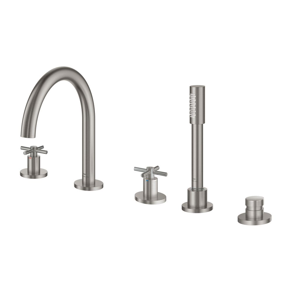 Grohe Atrio 5-Loch-Wannenkombination Supersteel, Fertigmontageset, mit Kreuzgriffen... GROHE-29408DC0 4005176762857 (Abb. 2)