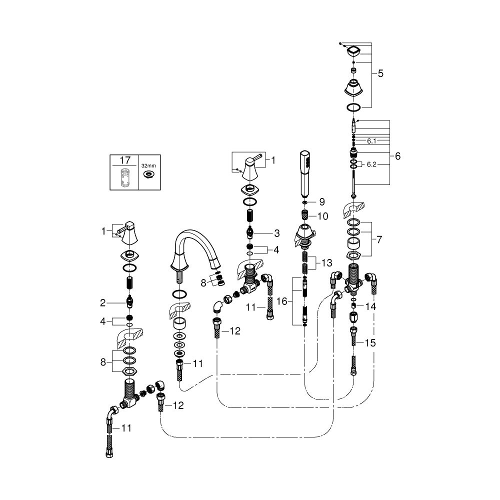 Grohe Grandera 5-Loch-Wannenkombination Chrom/Gold... GROHE-29415IG0 4005176757754 (Abb. 4)