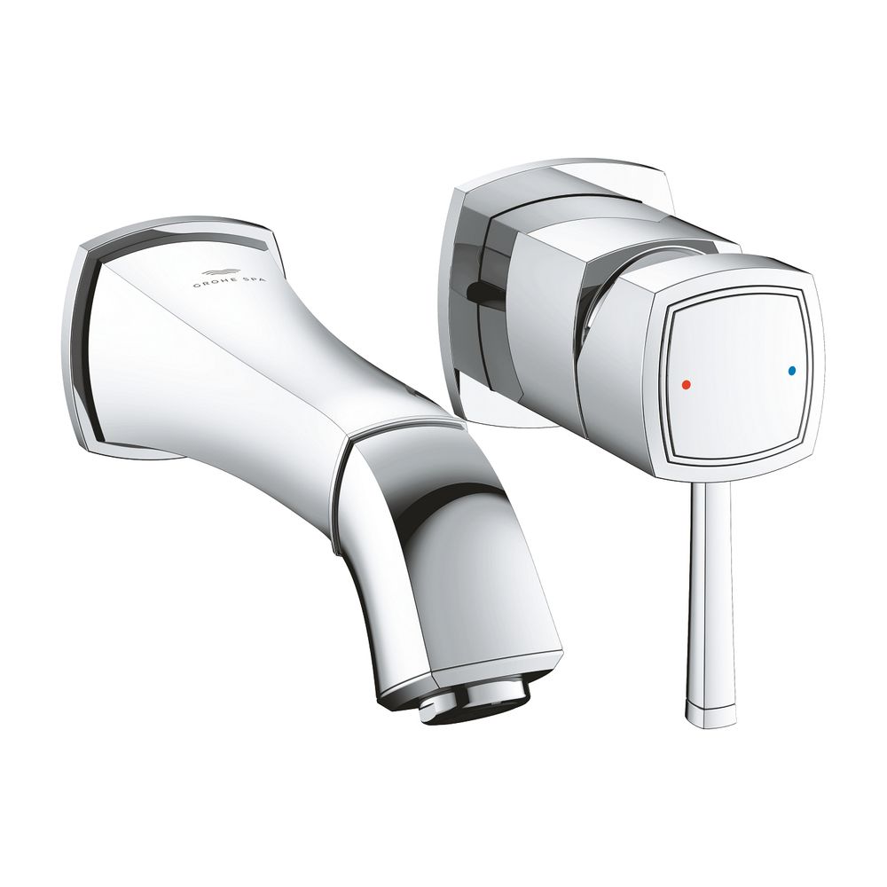 Grohe Grandera 2-Loch-Waschtischbatterie, Wandmontage, Ausladung 177mm, Chrom, Fertigmo... GROHE-29416000 4005176757778 (Abb. 1)