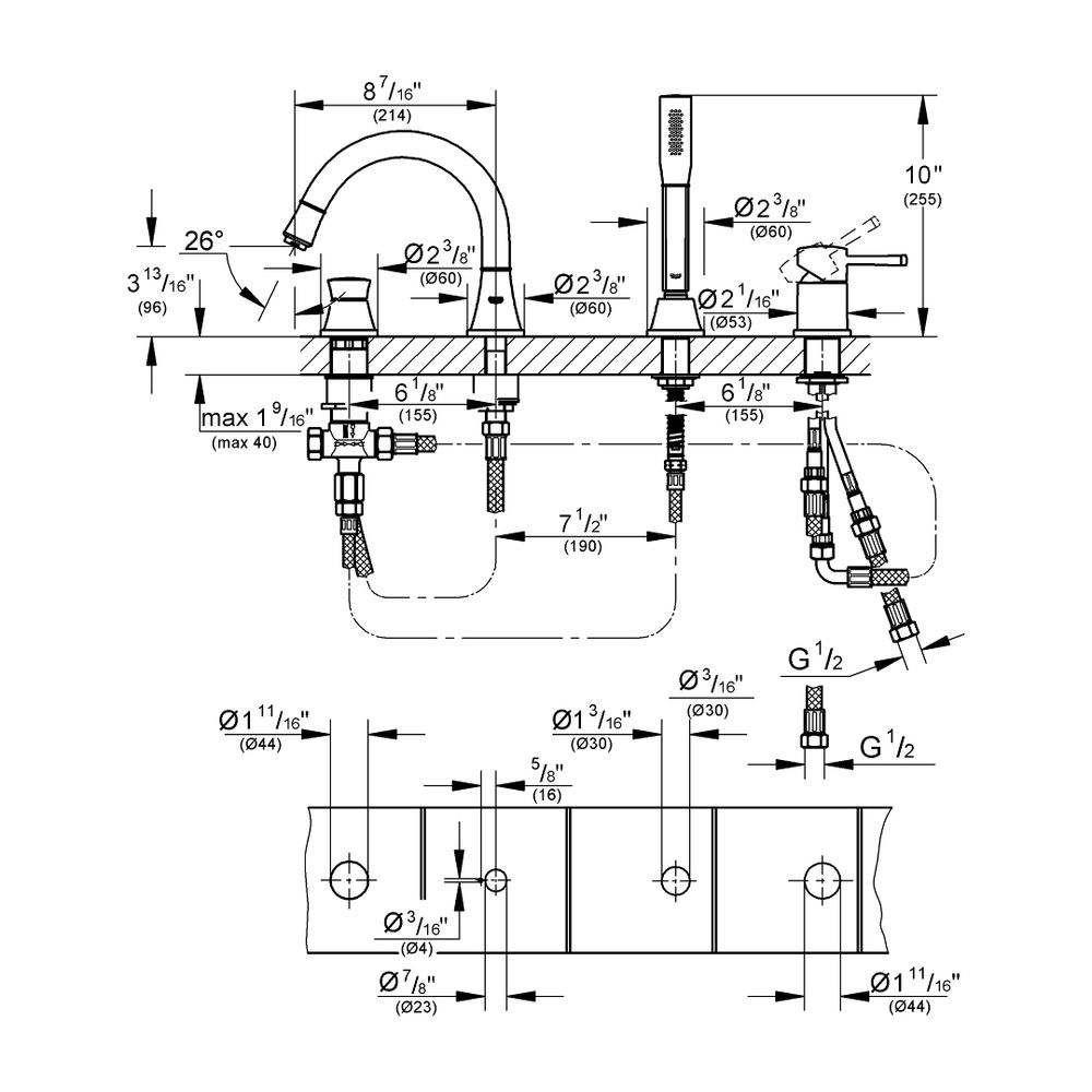 Grohe Grandera 4-Loch-Wannenkombination, Chrom... GROHE-29418000 4005176757839 (Abb. 5)