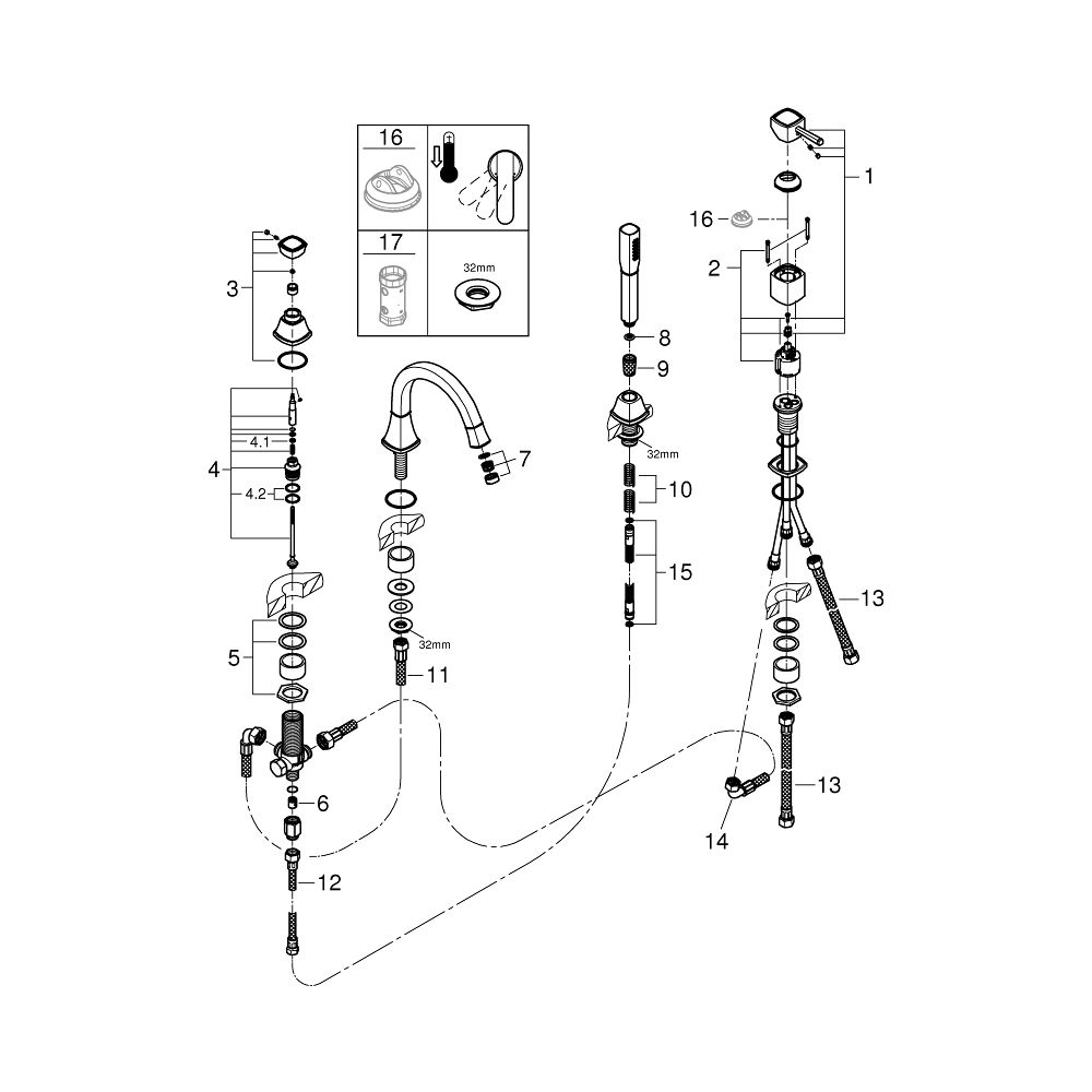Grohe Grandera 4-Loch-Wannenkombination Chrom/Gold... GROHE-29418IG0 4005176757853 (Abb. 4)