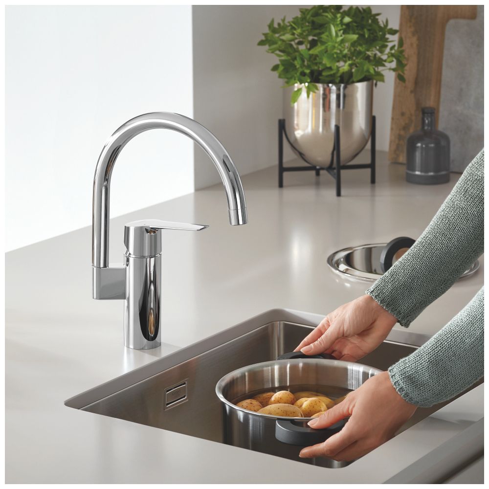 Grohe Start Einhand-Spültischbatterie 1/2", hoher C-Auslauf mit 150mm, QuickFix, Chrom,... GROHE-30469000 4005176635892 (Abb. 2)