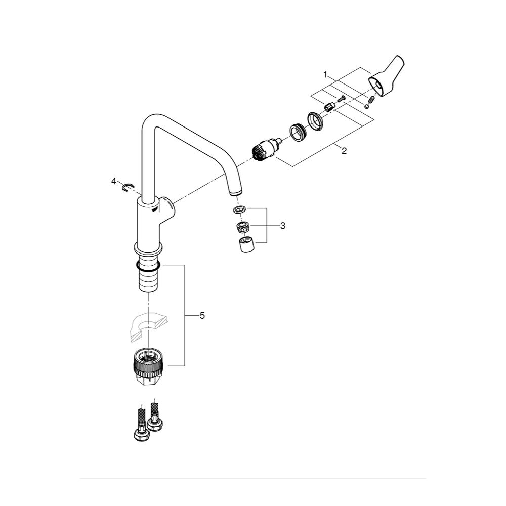Grohe Start Einhand-Spültischbatterie 1/2", hoher U-Auslauf mit 150mm, QuickFix, Chrom,... GROHE-30470000 4005176635915 (Abb. 4)