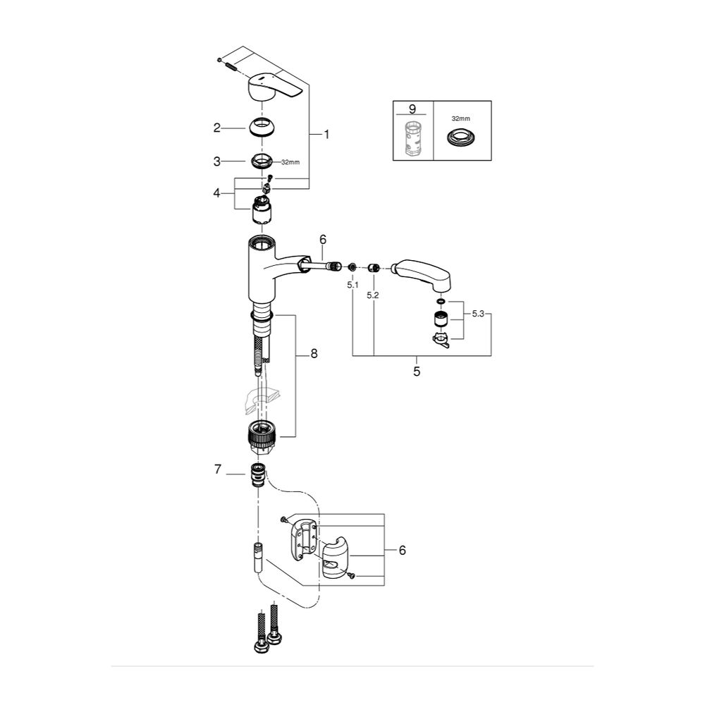 Grohe Start Einhand-Spültischbatterie 1/2", niedriger Auslauf mit herausziehbarer Dual-... GROHE-30531001 4005176728082 (Abb. 5)