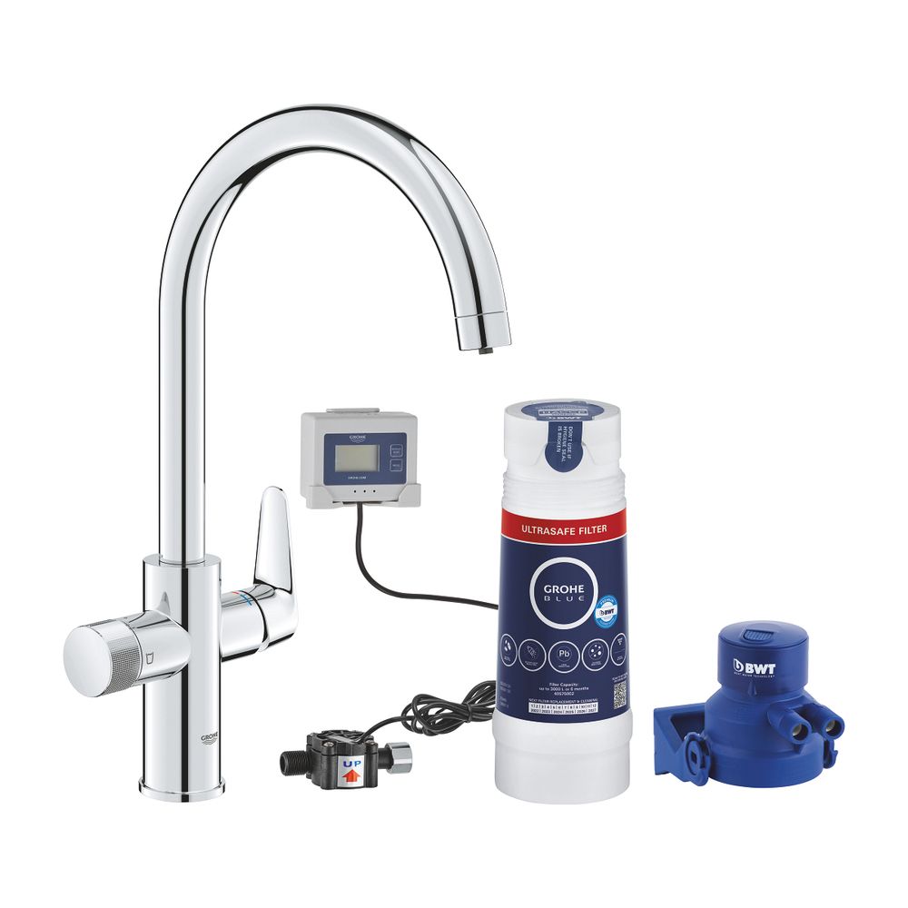 Grohe Starter Kit Grohe Blue Pure BauCurve, C-Auslauf, Filterkopf, Durchflussmesser, Ul... GROHE-30582000 4005176744914 (Abb. 1)